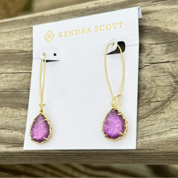 Kendra Scott Macrame Dee Drop Earrings in Purple Mica - Picture 3 of 4